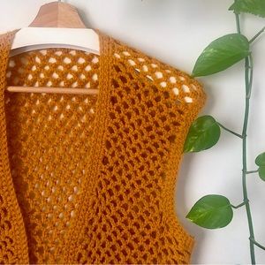 Handmade Mustard Yellow Crochet Vest